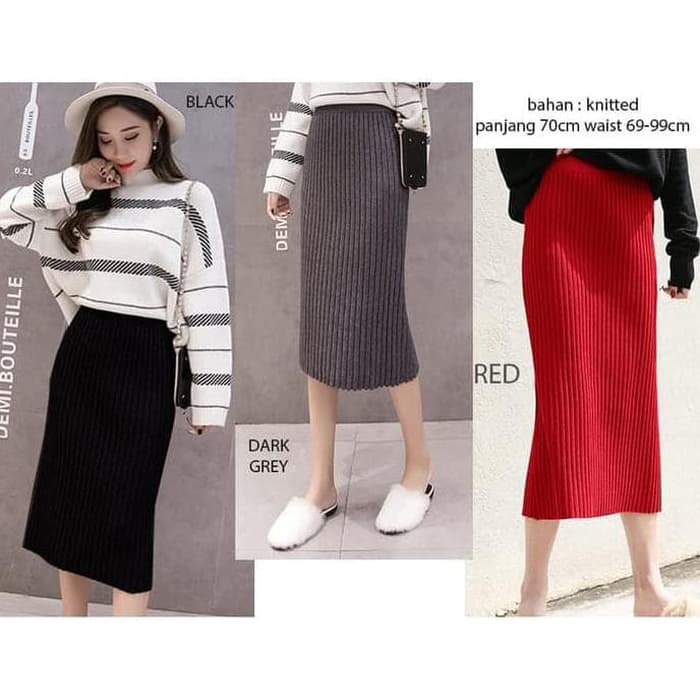 ROK SPAN RAJUT PENDEK PREMIUM TERMURAH/ROK MIDI SKIRT WANITA/ROK RAJUT PENDEK PREMIUM