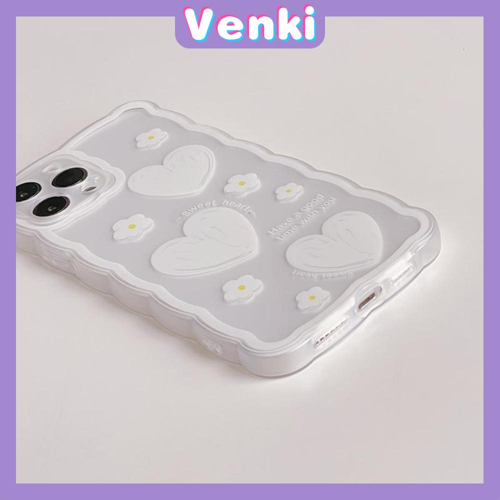 iPhone Case Silicone Soft Case Clear Case Wave Non-Slip Shockproof Camera Full Coverage Protection White Heart Flower For iPhone 13 Pro Max iPhone 12 Pro Max iPhone 11 iPhone 7Plus