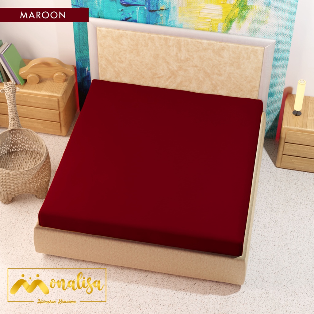 GROSIR SPREI WATERPROOF MONALISA UKURAN 180X200 DAN 160X200 TINGGI 20-maroon