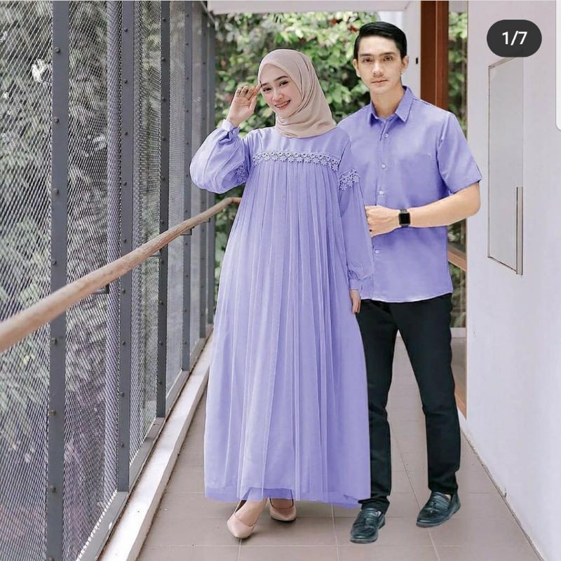 CP NURAINI RENDA TILE, COUPLE PASANGAN, MOSCREPE PREMIUM, GAMIS HIJAB MUSLIM, DRESS MAXY, ADA KEMEJA