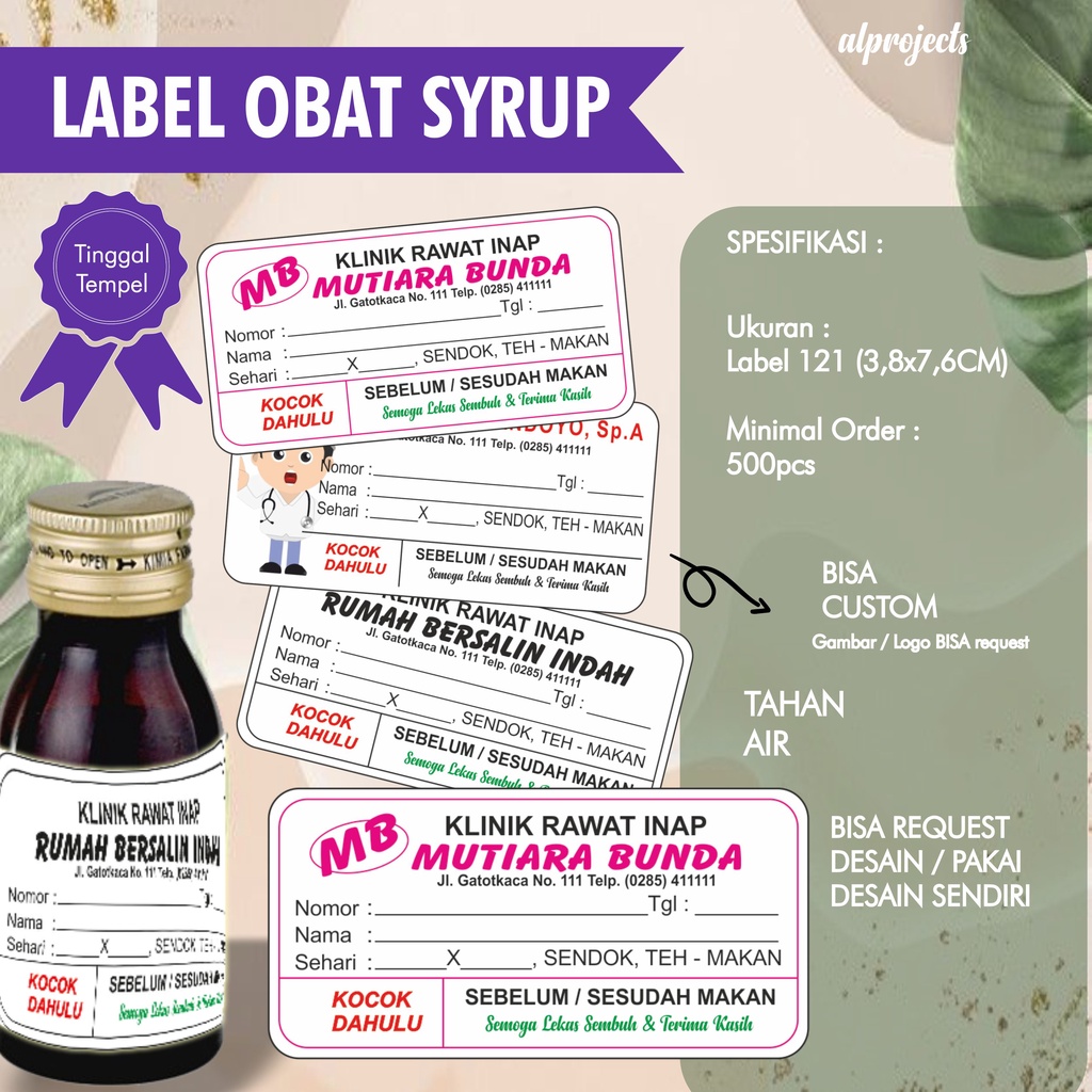 

LABEL OBAT STIKER OBAT SYRUP ETIKET OBAT SYRUP