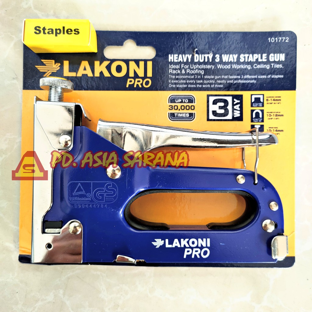 Stapler Gun 3 in 1 Lakoni Pro Tacker Tembak Jok Hekter Staple Steples