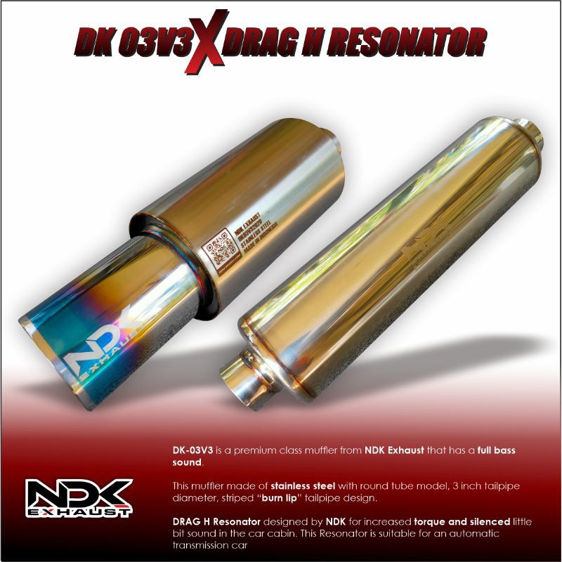 KNALPOT MOBIL RACING NDK EXHAUST DK 03 v3 RESONATOR DRAG HOLD MATIC DRAG STRAIGHT MANUAL