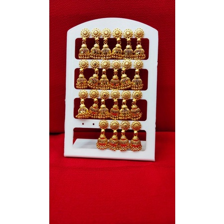 anting india anak dewasa jhumka gold murah tidak luntur