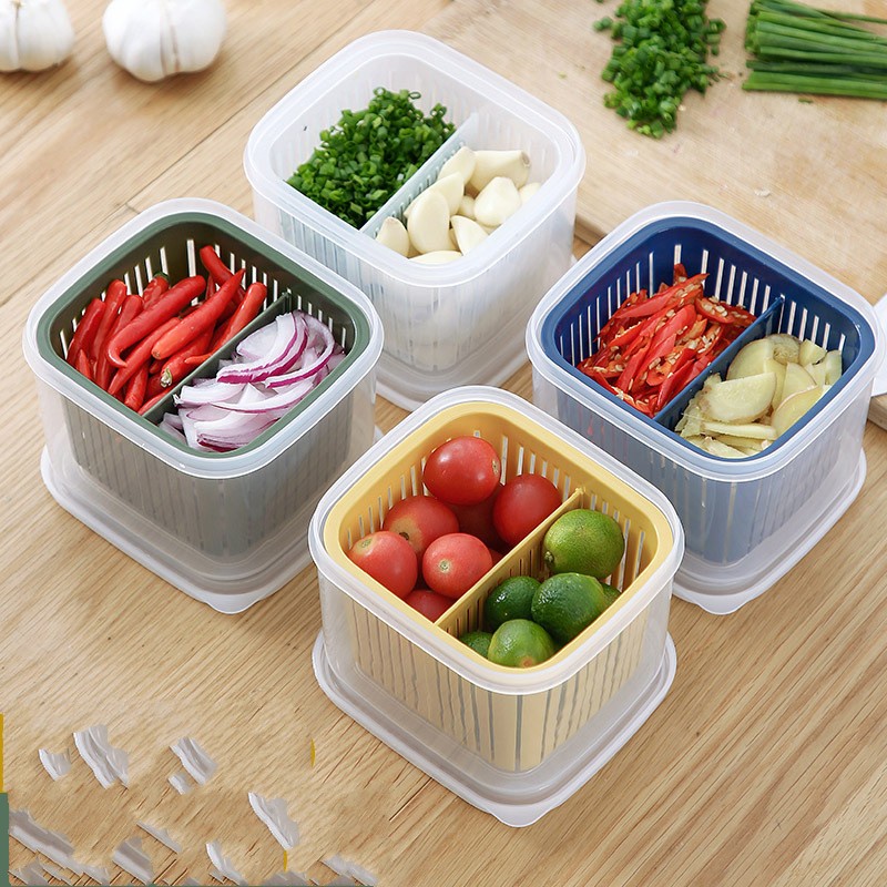 [Compartmentalized Anti-stringing Shallot Preservation Box] [Ginger and Garlic Small Material Leak-proof Storage Box] [Refrigerator Fruit Square Draining Box]