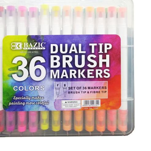 

READY ✅Bazic 36 Colors Dual Tip Brush Markers|SQ4