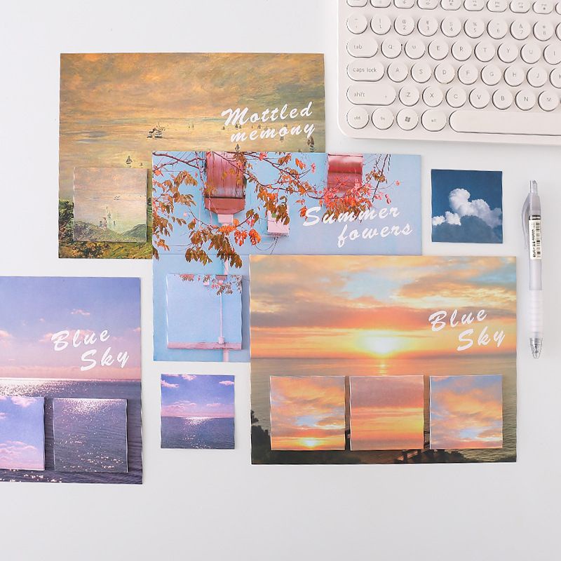 [littlecrab] Sticky Note Galaxy Angkasa Weather Cuaca Note Lucu Elegan Aesthetic Summer Flower Blue Sky Memo Sticky Notes Unik 3 in 1 Berkualitas