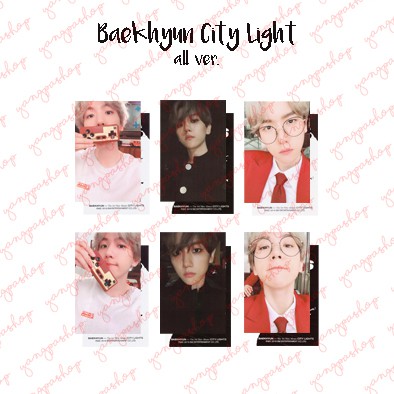 [READY / SET] SET BAEKHYUN CITY LIGHTS EXCK PHOTOCARD FAN MADE UNOFFICIAL YANGPASHOP SEHUN CHANYEOL 