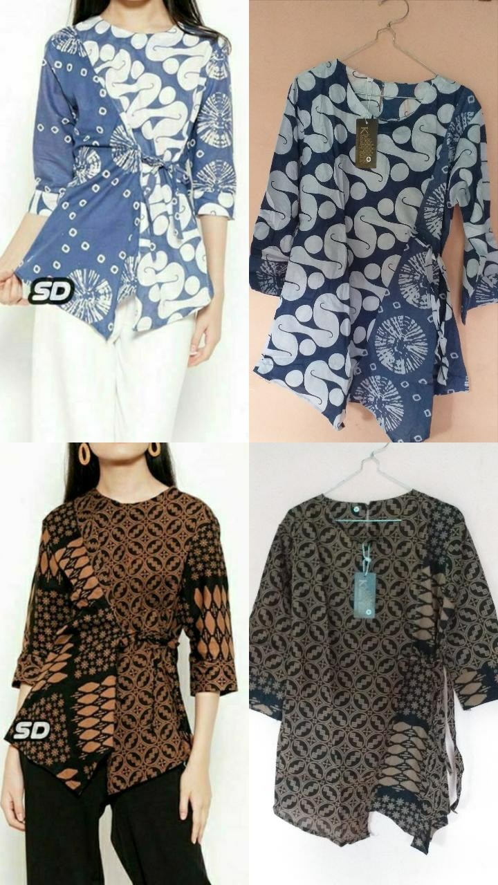 Tey-17 Batik Wanita Asj Sa Hrb026 Kenongo Kemeja Tosca Pendek