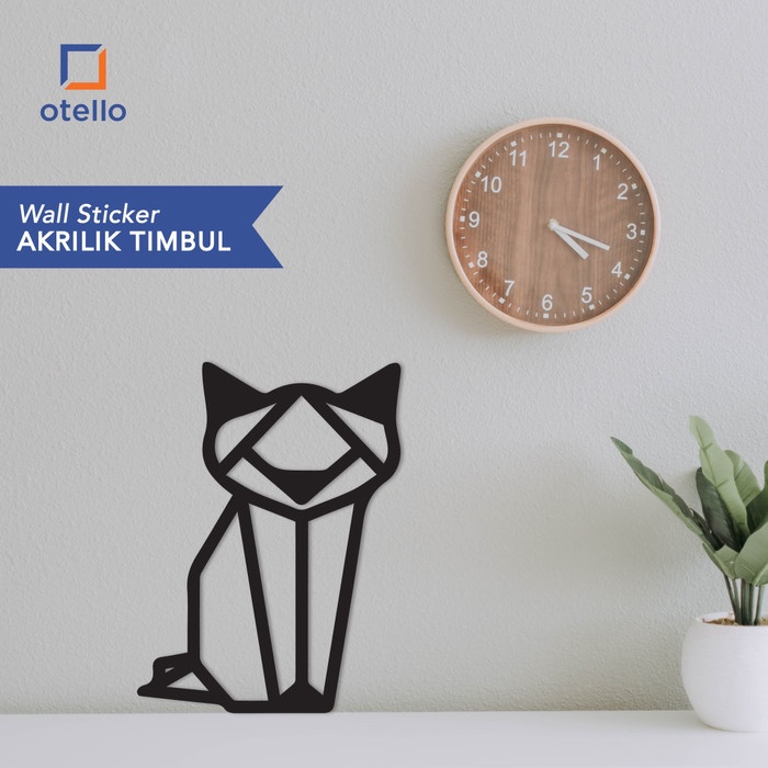 Geometric Animal Cat | Wall Sticker Akrilik Timbul | Dekorasi Dinding