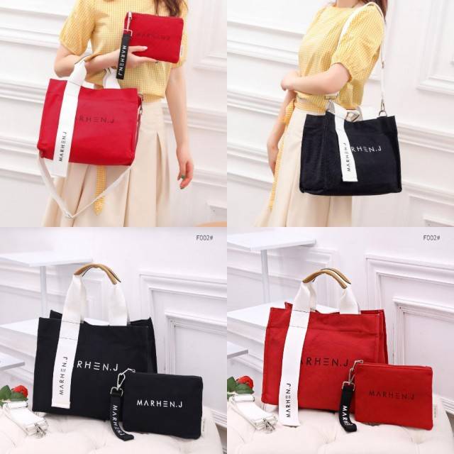 *Marhen J Rico Canvas Tote Bag Set Pouch F002*wb