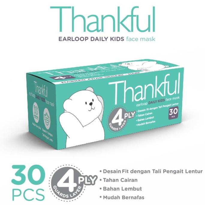 Thankful Face Mask Kid Earloop Daily 30s