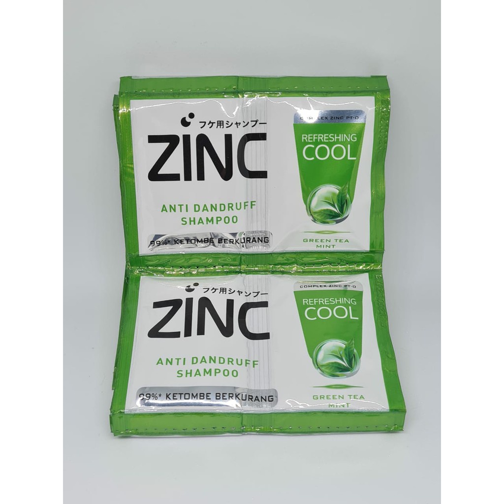 Shampoo Zinc Hijau Sachet (12 Pcs) - Sampo Zinc Refreshing Cool