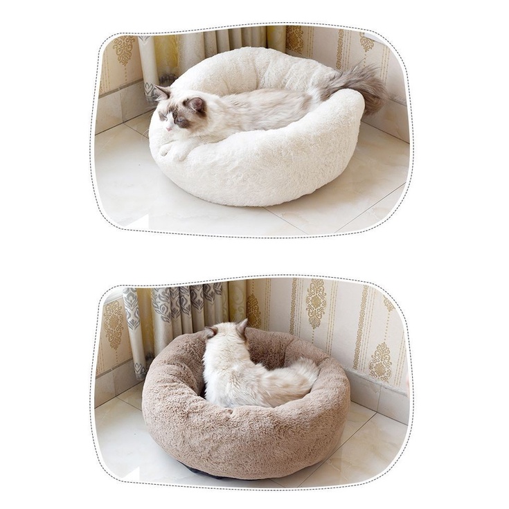 Tempat Tidur Kucing Donat/Kasur Kucing Bulat Lembut Dan Tebal/Bantal Tidur Kucing Tebal Bulu/Cat Bed/Alas Tidur Kucing Murah Dan Premium/Kandang Kucing/Keranjang Kucing/Ranjang Kucing Premium/Perlengkapan Kucing Dan Hewan-8