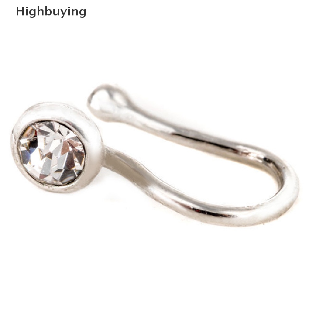 Hbid Anting Klip Hidung / Telinga / Bibir Tanpa Tindik Bahan Stainless Steel Hias Kristal Untuk Wanita