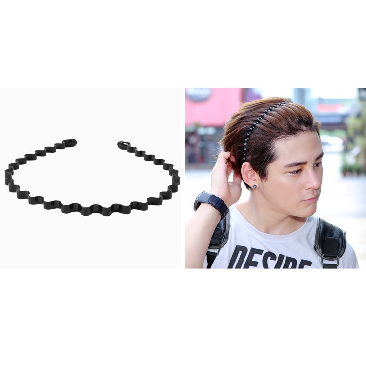 Bando Sirkam Impor Gaya Korea untuk Pria dan Wanita Bando Kawat Sisir Hitam Bando Spiral Besi