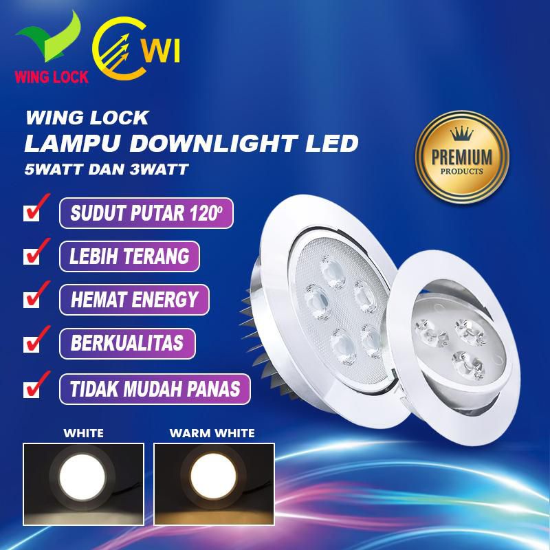 Lampu Downlight LED 3 Mata Wing Lock