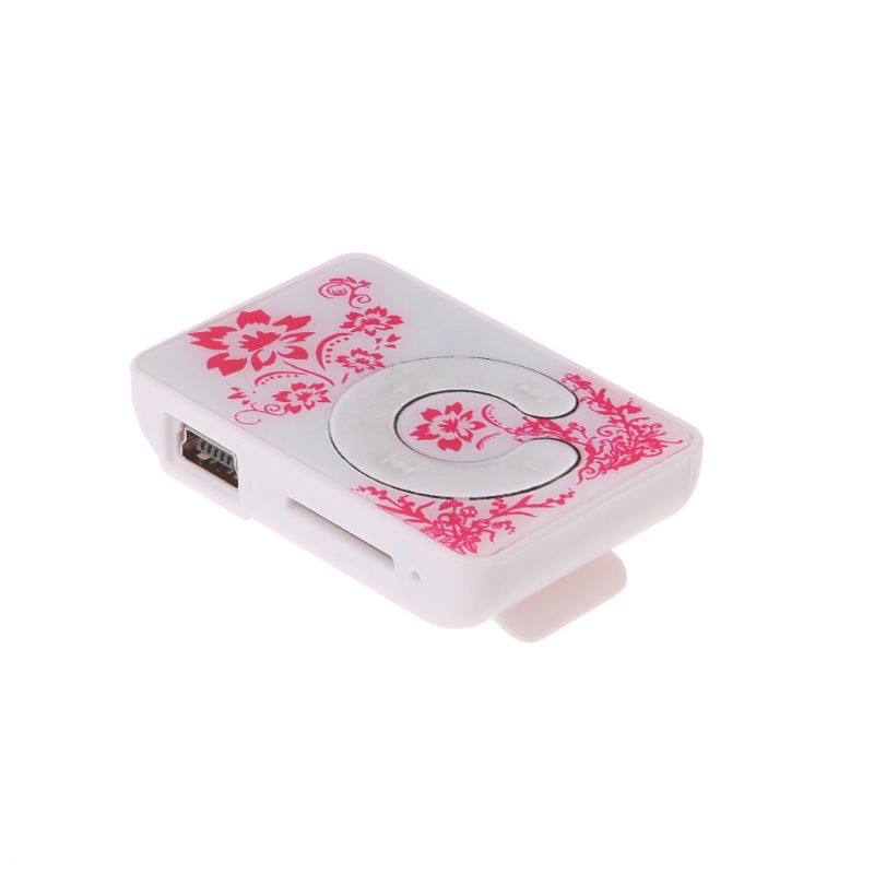 Cre MP3 Player Mini Portable 32GB TF Card Motif Bunga Dengan Kabel USB + Earplug