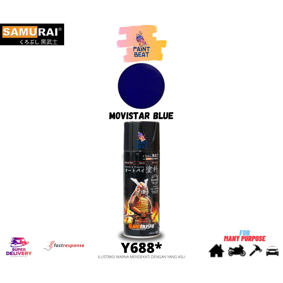 Samurai Paint Movistar Blue Yamaha Y688 - Biru Movistar Yamaha Cat Aerosol / Cat Semprot