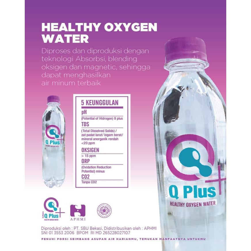 

Healthy Oxygen Water minuman kesehatan Air Alkali 9+ Oksigen Q Plus BO