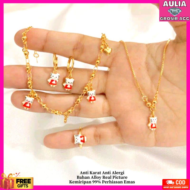 Fashion Bayi dan Anak Anting Kalung Bros Set Perhiasan Cincin Gelang Cincin Xuping SPA-02