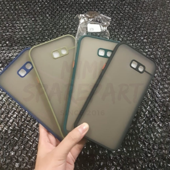 SAMSUNG A7 2017 / A720 - CASE DOVE + KAMERA MATTE TRANSPARAN MACARON /CROWN