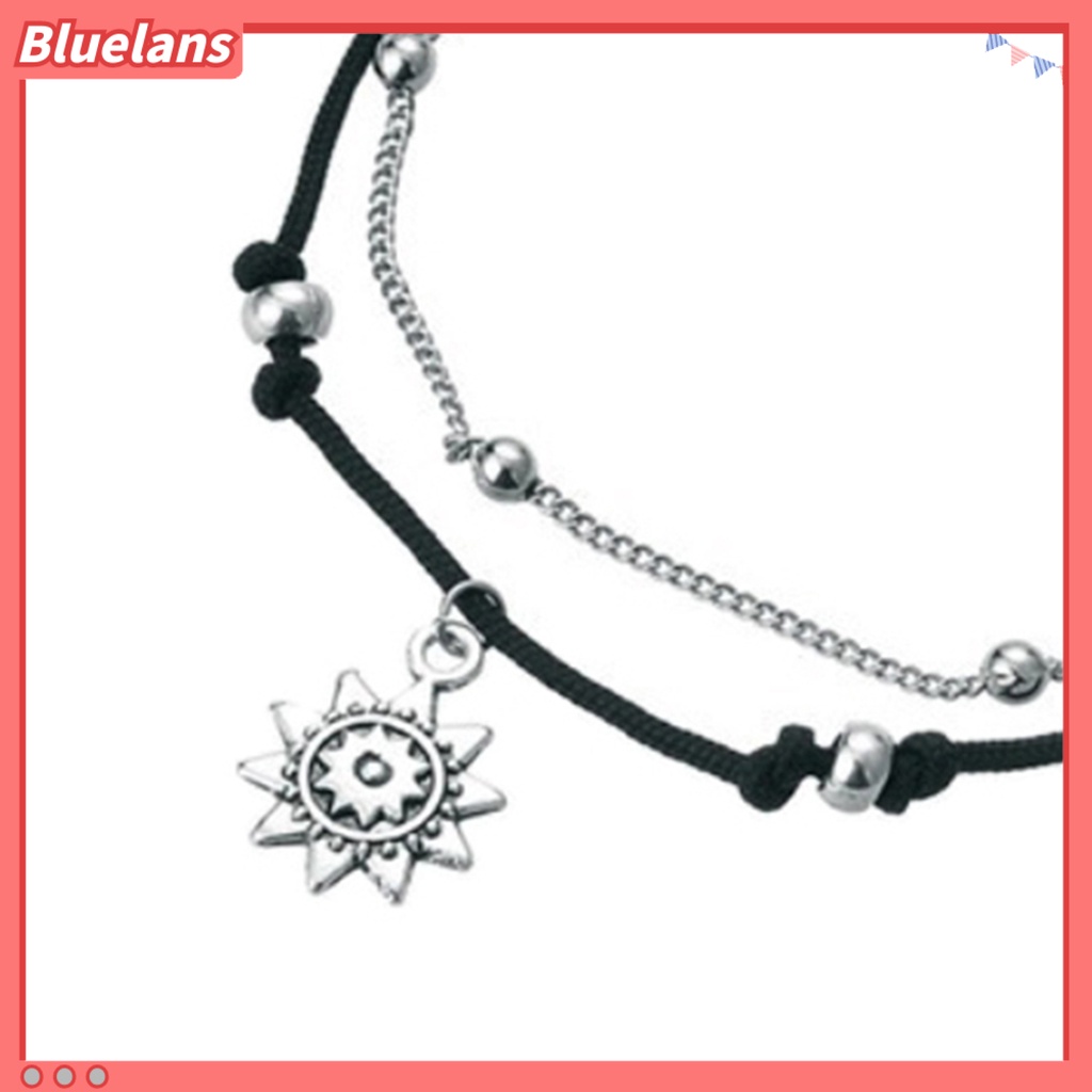 Bluelans Chain Anklet Sun Shape Convenient to Store Silver Color Women Foot Anklet Jewelrys