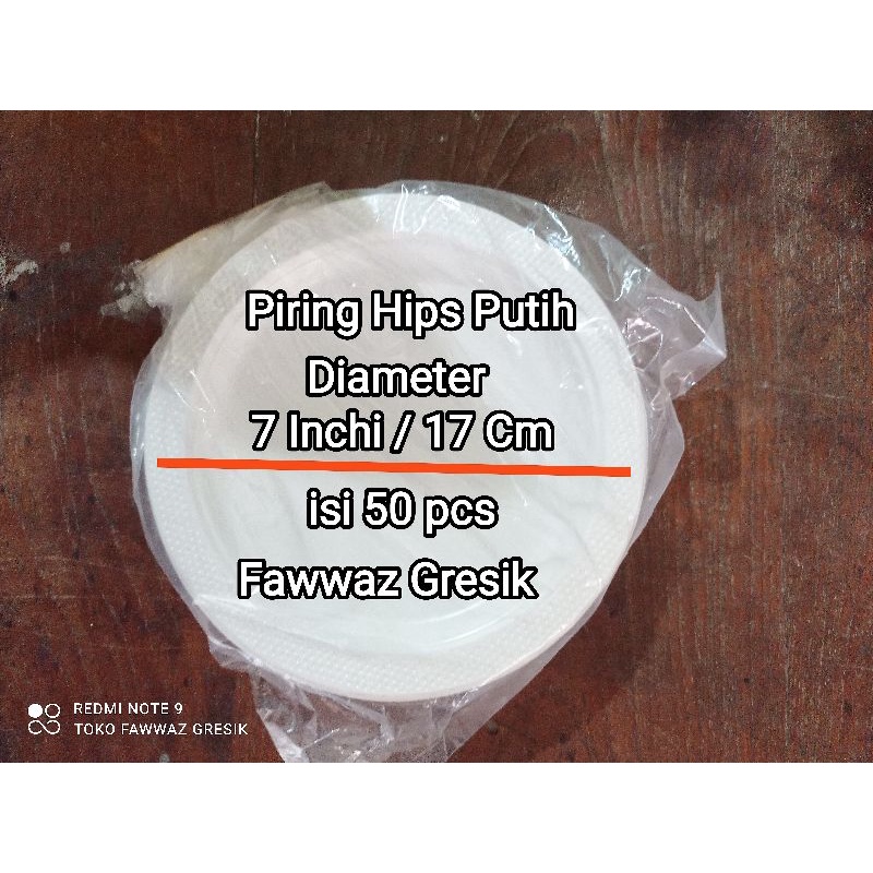 Piring Plastik Hips 7 Inchi = 17 cm Food grade 50pcs Putih / Mika Piring Pesta Makan