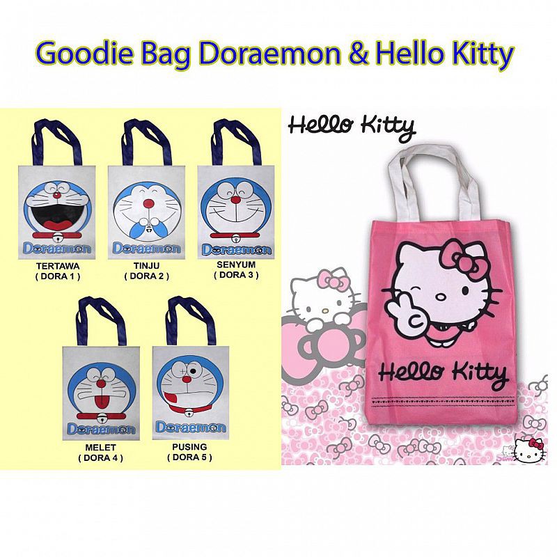 

Goodie Bag Hello Kitty Tote Bag WadahTenteng Aksesoris Perlengkapan Pesta Ulang Tahun Motif Doraemon