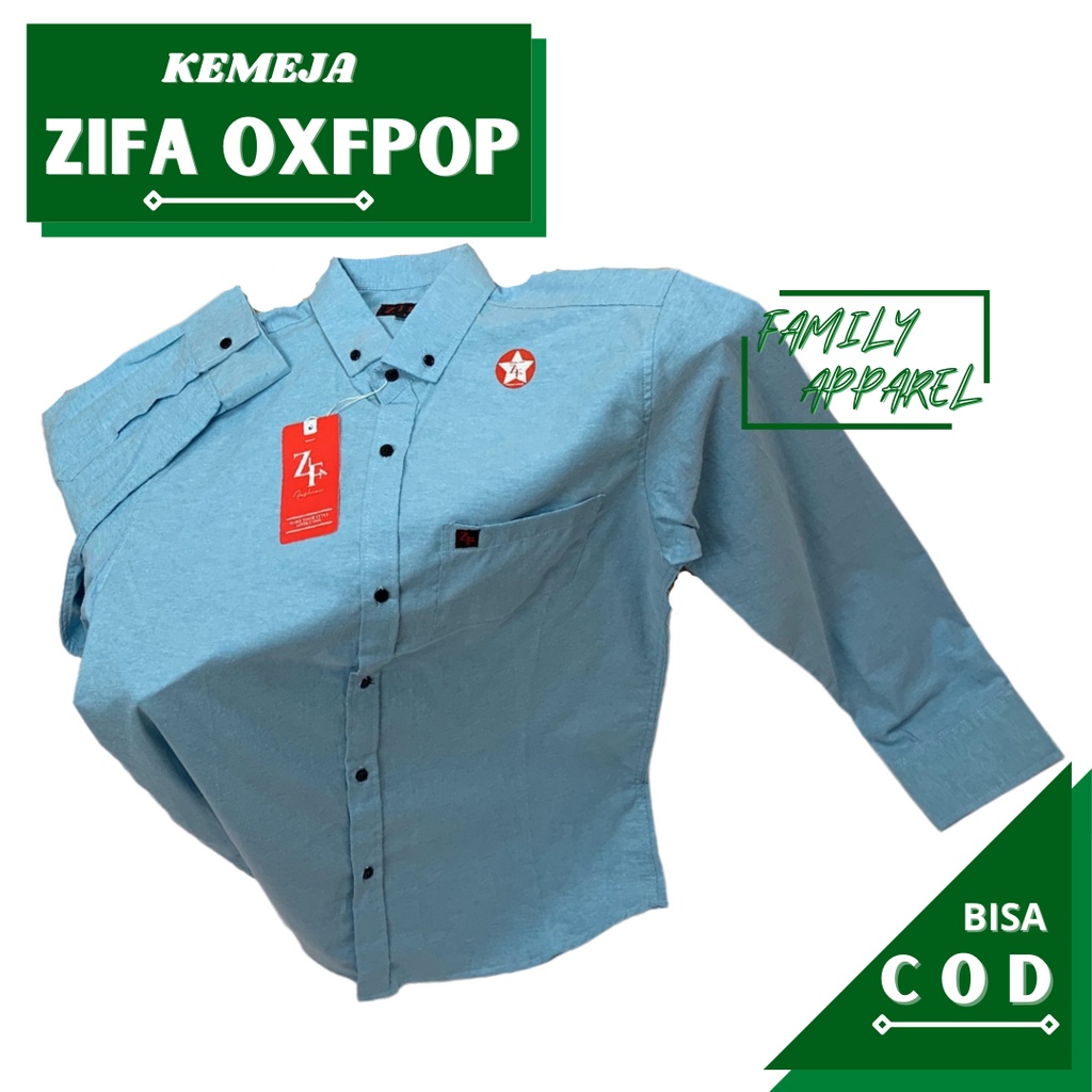 KEMEJA ZIFA OXFPOP PANJANG POLOS BIRU TOSCA