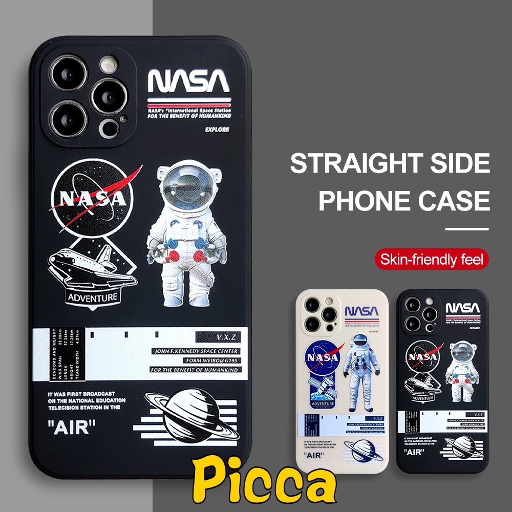 IPHONE Casing Ponsel Luar Angkasa Astronot Nasa Untuk Iphone11 14 13 12 Pro Max7 8 6 6s Plus XS Max XR X SE 2020 14 Pro Max Tepi Lurus Shockproof Soft TPU Cover