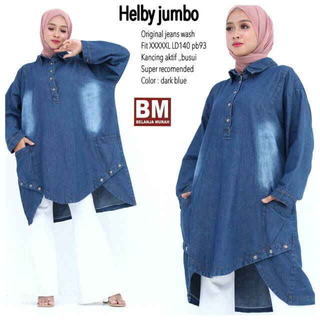 Blus jeans wash jumbo, helby jumbo, ld140