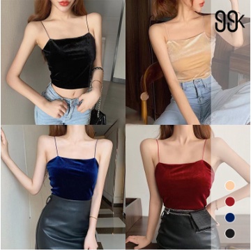 Tq88indonesia Fashion Singlet Wanita KOREAN VELVET TANKTOP / Baju You Can  / Atasan Seksi Cewek / Ootd / Outfit Kasual Kekinian