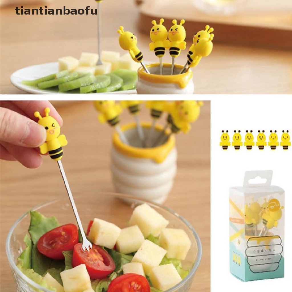 6 Pcs / set Garpu Buah Madu Bahan Stainless Steel Untuk Anak