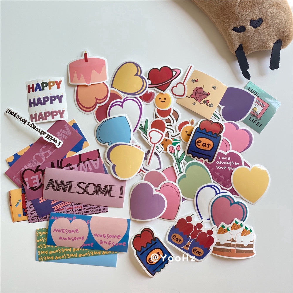 60 Pcs/pack Cute Heart Stickers Scrapbooking Decorative Sticker Korean DIY Diary Album Stick