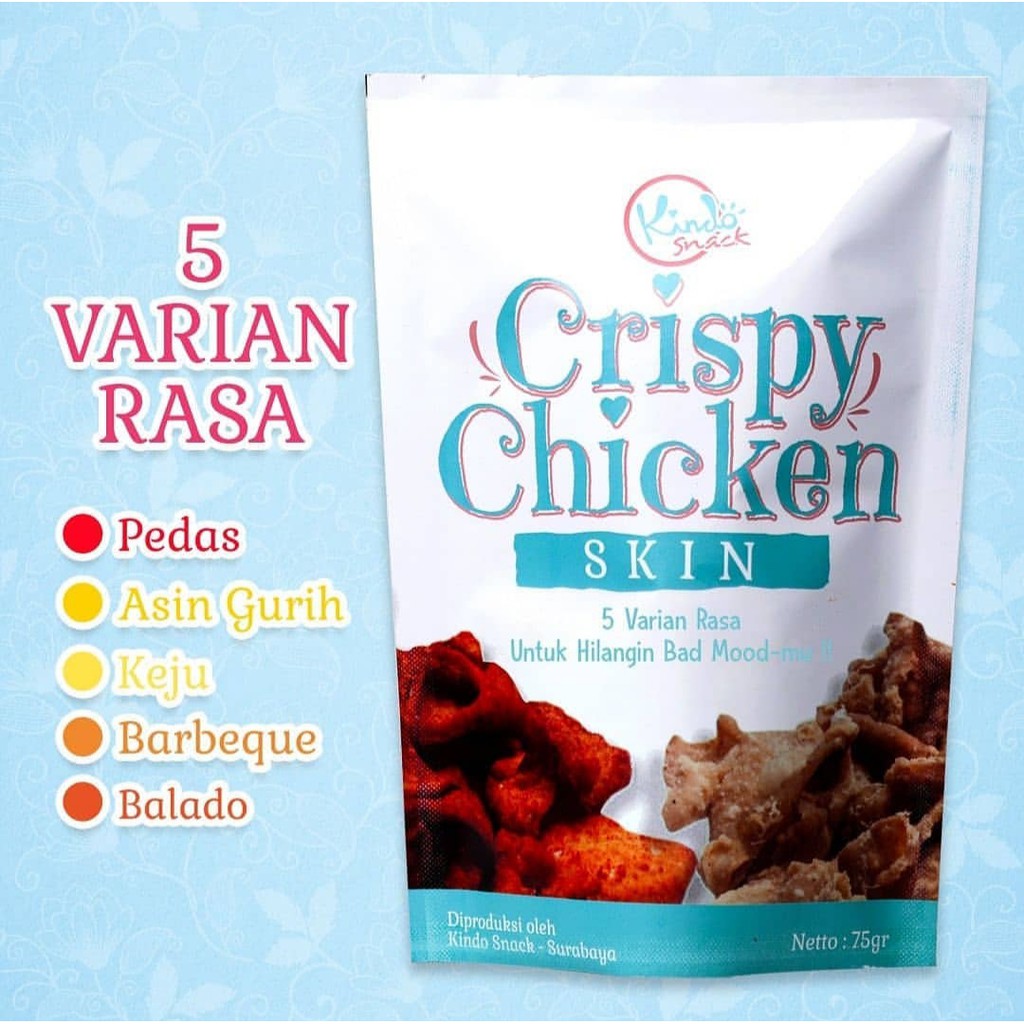 

KULIT AYAM CRISPY CHIKEN SNACK TERBUAT DARI BAHAN PREMIUM DENGAN 5 VARIAN RASA YANG BIKIN KETAGIHAN