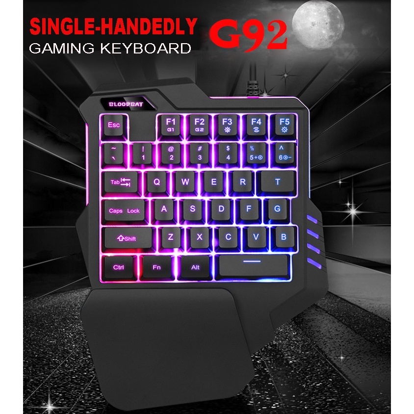 Jual Mini Keyboard Gaming Single Hand Semi Mechanical Rainbow Light LED ...