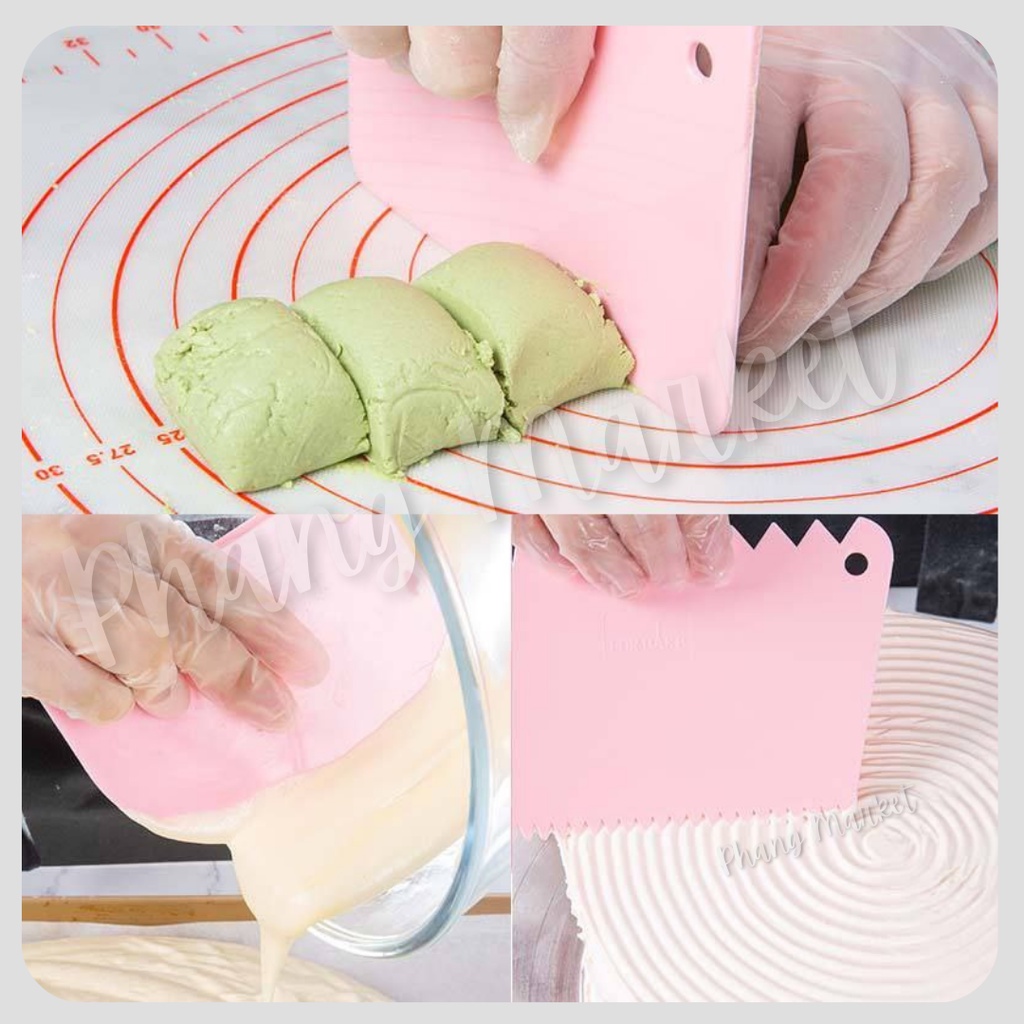 Alat Scraper Pemotong Adonan Dekorasi Kue Roti Fondant Set Comb Tebal 3 in 1