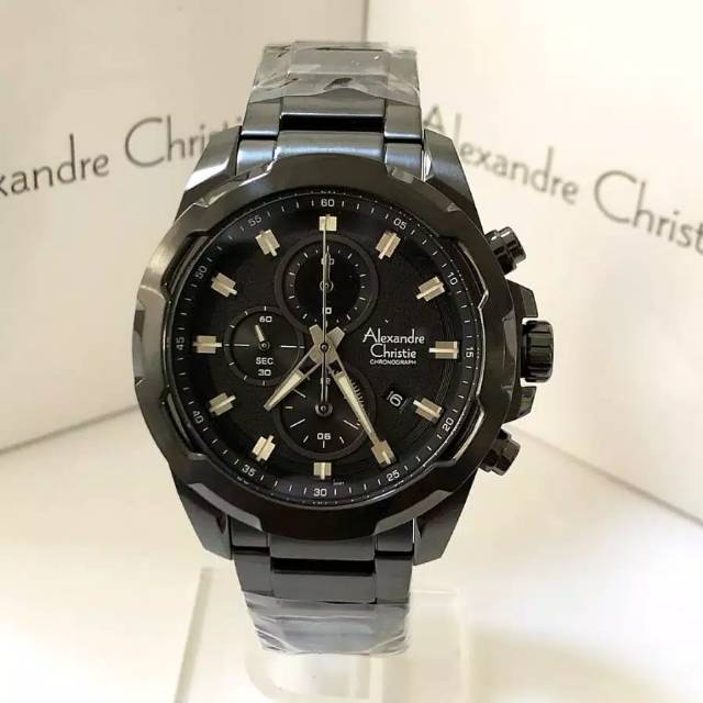 Alexandre Christie AC 6528 black jam tangan pria