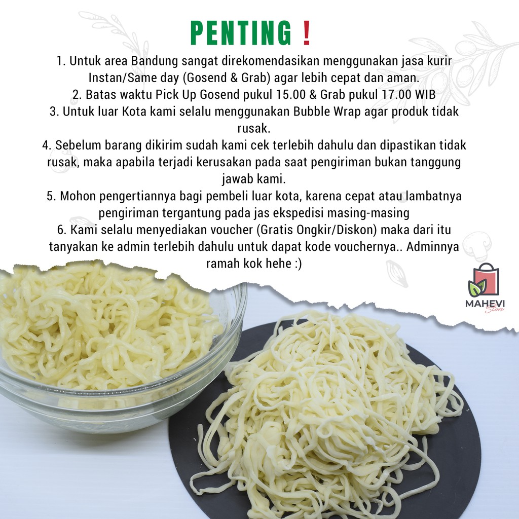

Mie Mentah Keriting Premium Halal untuk Mie Ayam/Bakmi 1 Box Isi 10 Porsi