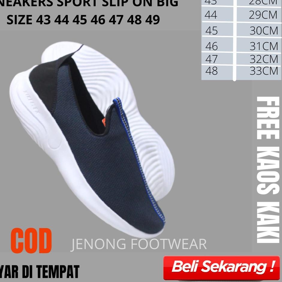 Oke Price.. SEPATU SLIP-ON CASUAL OLAHRGA LARI BIG SIZE SEPATU PRIA UKURAN JUMBO SEPATU SNEAKERS KUL