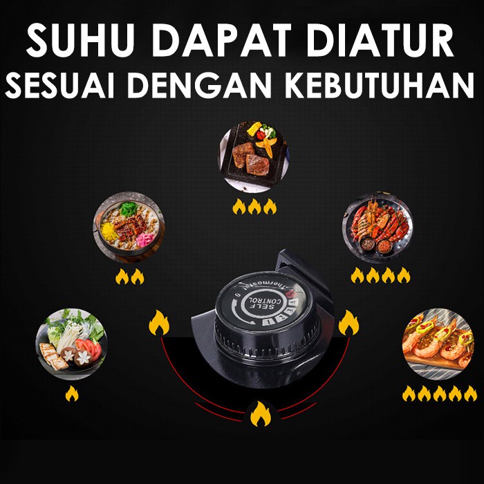 Rumah_kita2020 Kompor Listrik 2In1 MultiFungsi Electric Shabu Shabu Dan Panggangan Dalam Satu Unit Grill pan anti lengket hemat listrik / SHABU ELEKTRIK panci listrik teflon wok pan penggorengan pemenggang panggangan