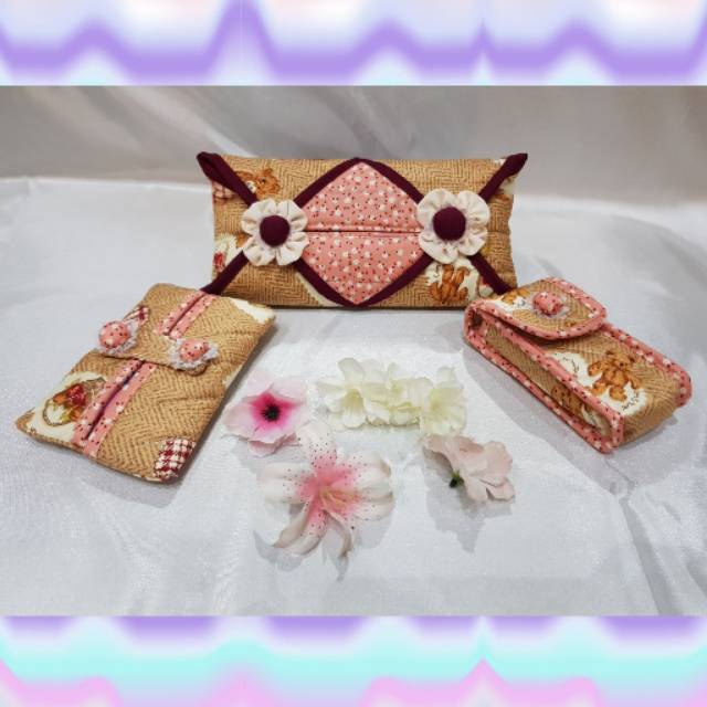 P2 - Tempat tissue basah dompet tissu cover tisu saku handmade 4 in1 kain kado handmade murah