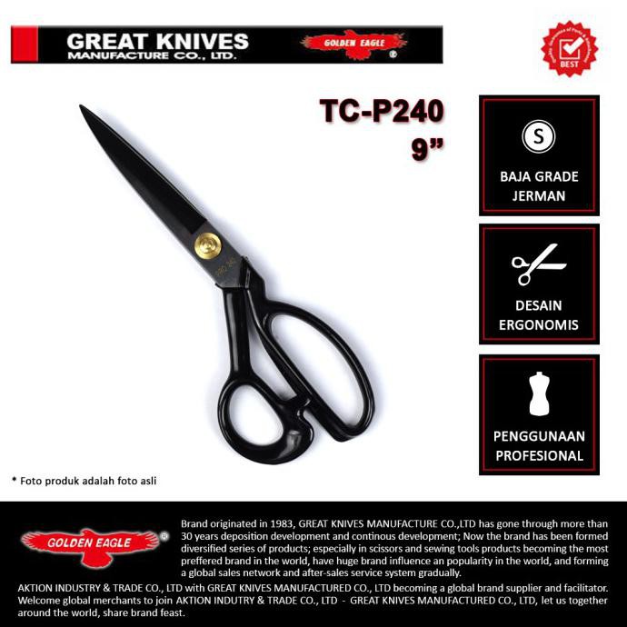 

✨BISA COD✨ Gunting Potong Bahan Kain Golden Eagle 9 inch TC-P240 - Tailor Scissor