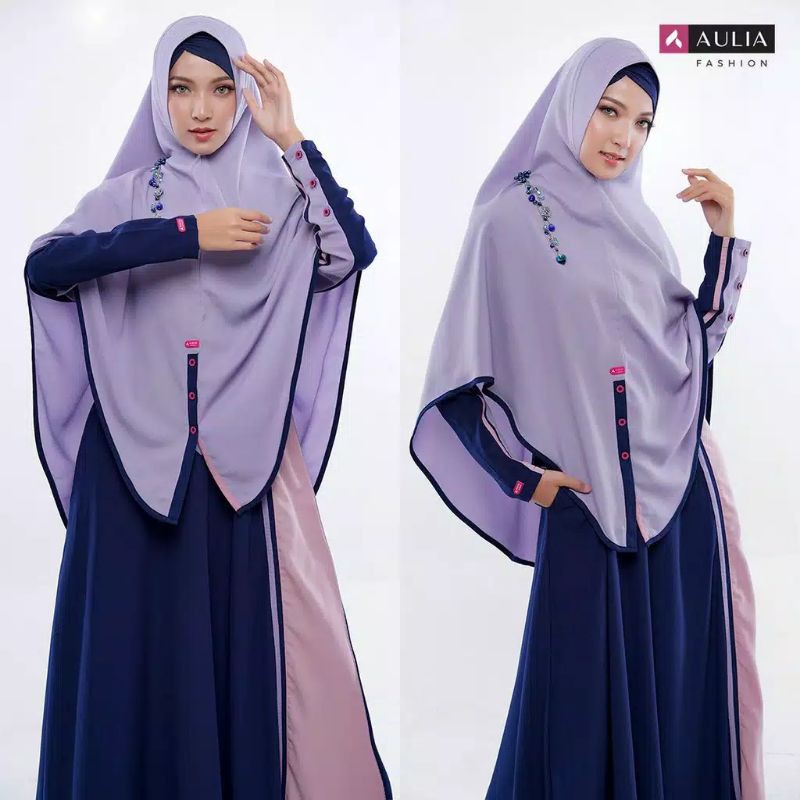 GAMIS AULIA FASHION EMILY NAVY LILIAC PINK