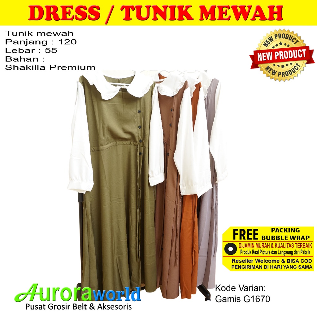 Auroraworld Gamis / Dress /  Baju GamisWanita Dewasa Muslimah Model Terbaru