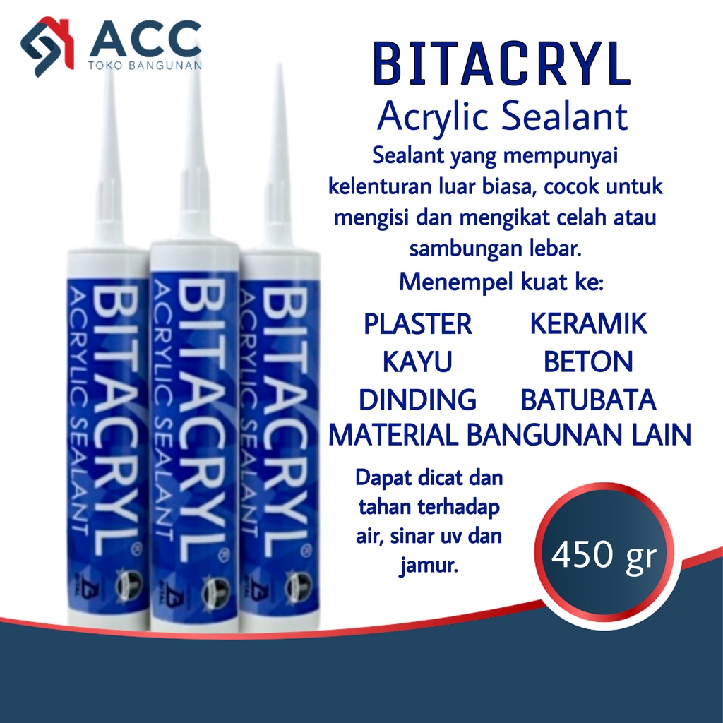 

Bitacryl Acrylic Sealant 450 Gram Lem Acrylic Sealant