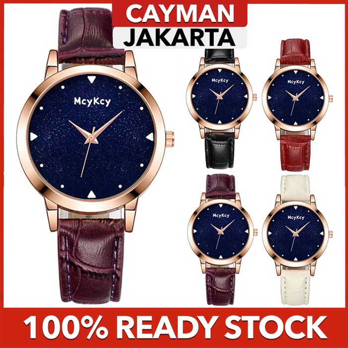 ★ Cayman ★ McyKcy Jam Tangan Wanita Korea Casual Fashion Starry Sky Quartz Women Leather Watch SW071