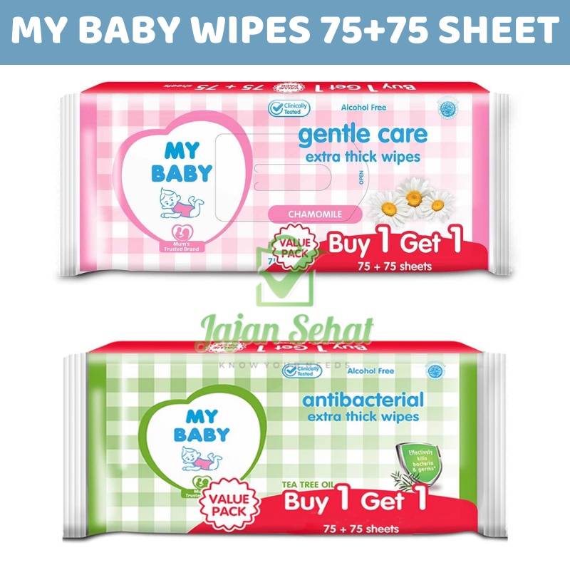 My Baby Wipes Extra Thick 75 Sheets + 75 Sheets