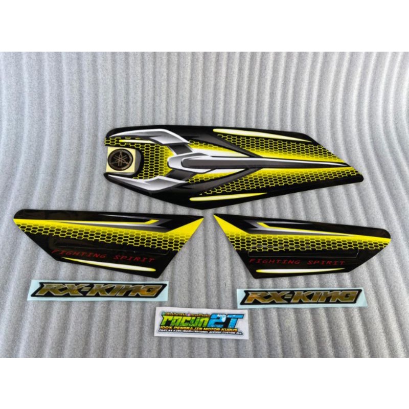 stiker striping RX-King 2007 hitam kuning variasi/custom set EMBLEM RX KING